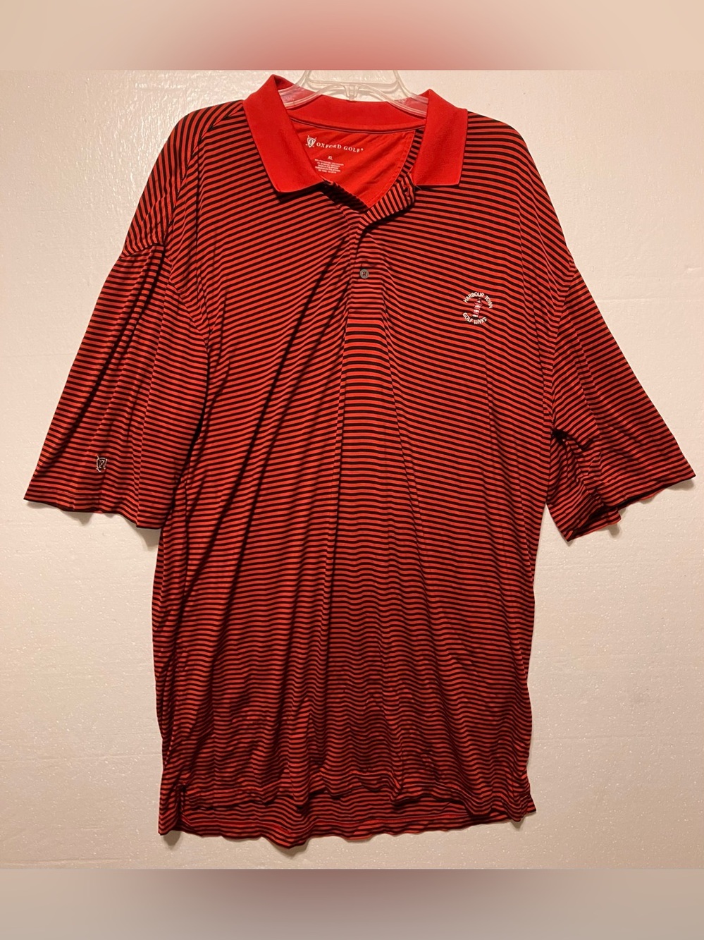 Oxford America XL Red Striped Golf Polo Shirt - Classic Men's Performance Tee